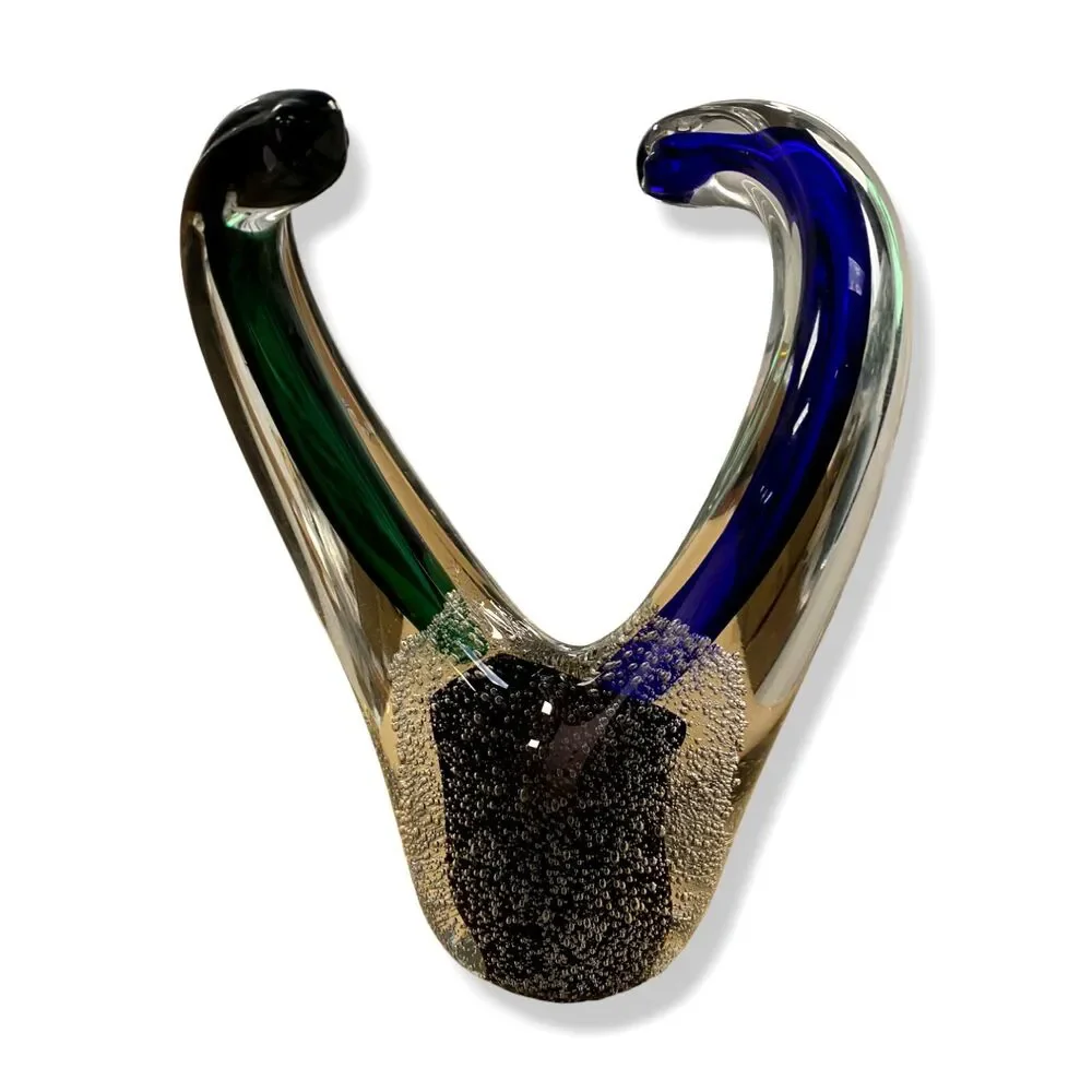 $376 John-Richard Collection Clear Blue Green Swirls Of Color III Sculpture